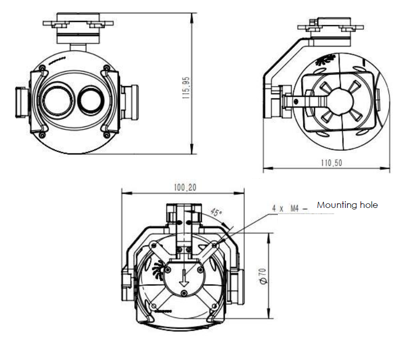 10x زووم بصري gimbal