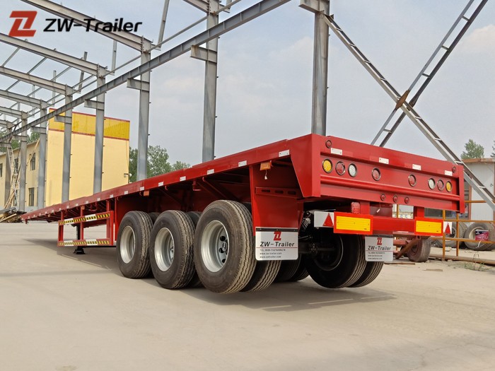 Tandem Flatbed Container نصف شاحنة مقطورة