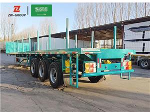 3 Axle Flatbed Trailer with Side Bar Stick Pipe export to Saudi Arabia