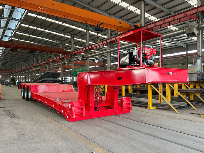 ZW Manufacture Custom Gooseneck Lowbed نصف مقطورة مسطحة