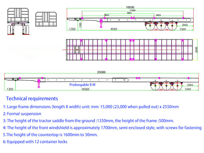 40 ft extendable flatbed trailer
