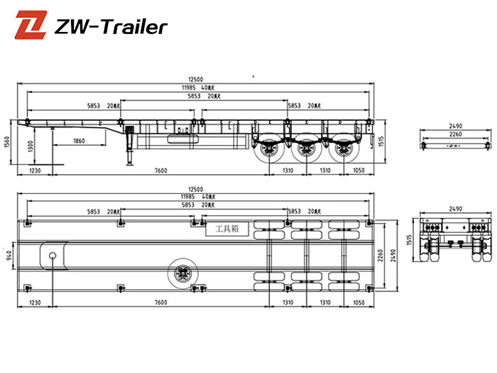 heavy-duty flatbed trailer for container shipping