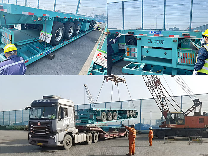 3 axle 40ft container flatbed semi trailer