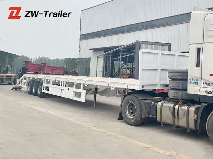 3 Axle Flatbed Semi Trailer with ladder