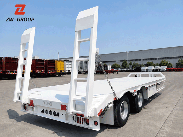 2 Axle Full Drawbar Flatbed Trailer with Ladder