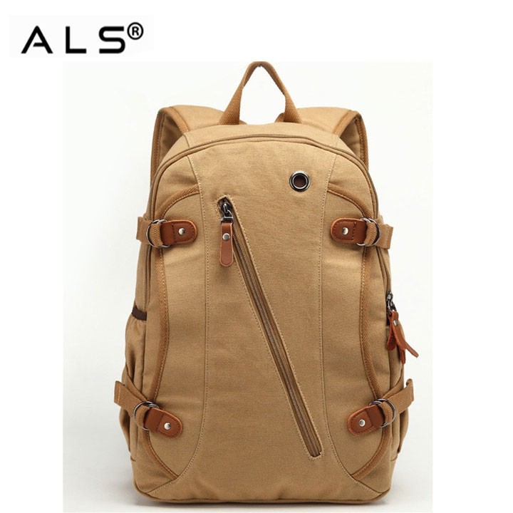 Cotton Backpack With Zipper Pocket