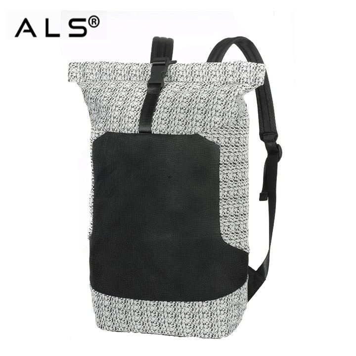 Bolsa de viaje impermeable para exteriores con etiqueta privada personalizada, mochila de viaje para hombre con tapa enrollable antirrobo