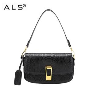 Womens black leather shoulder bag