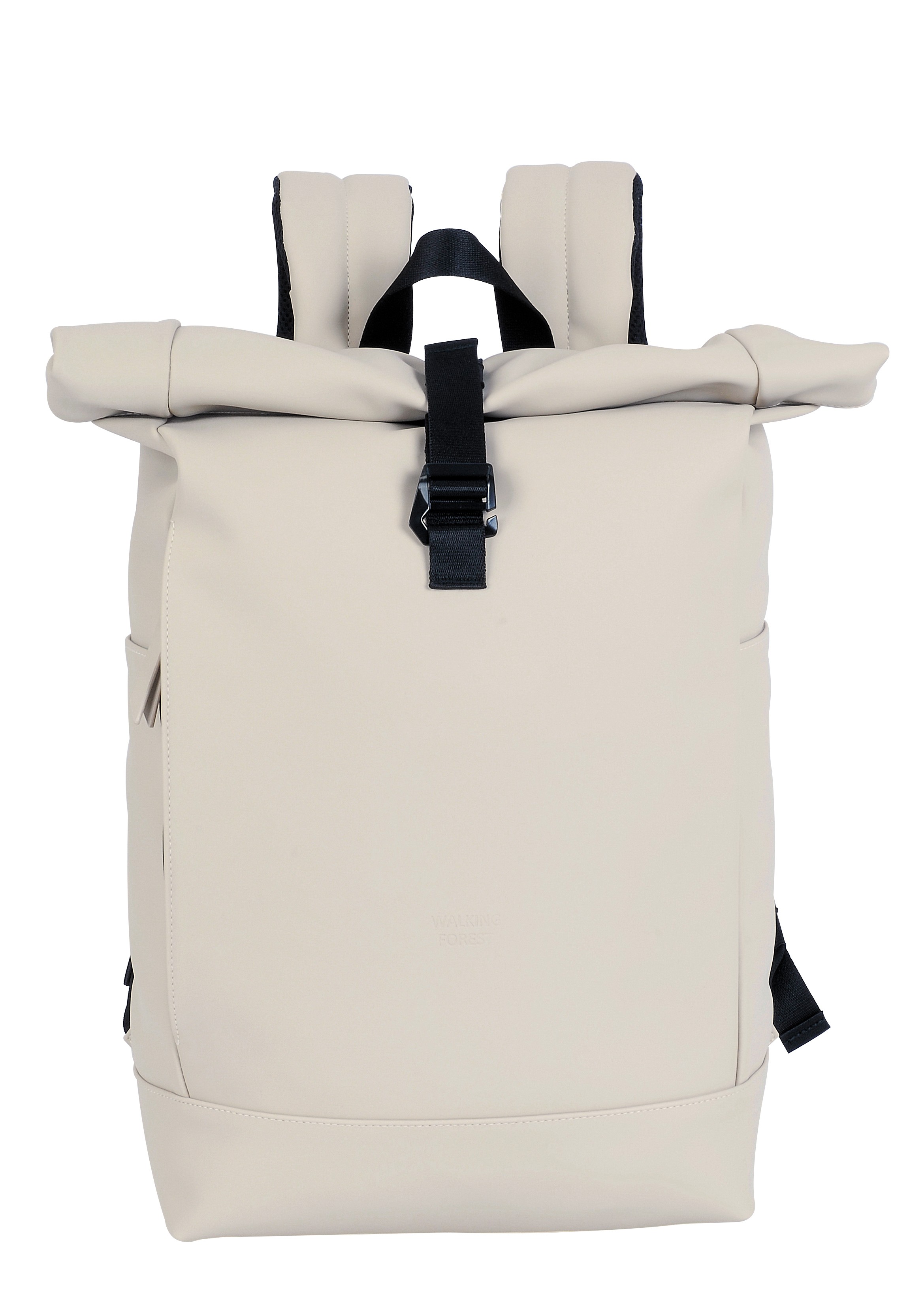 Beige Roll Top Backpack PU Bag