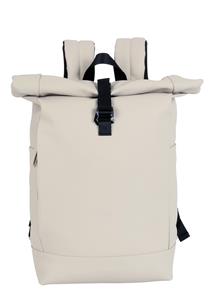 Beige Roll Top Backpack PU Bag