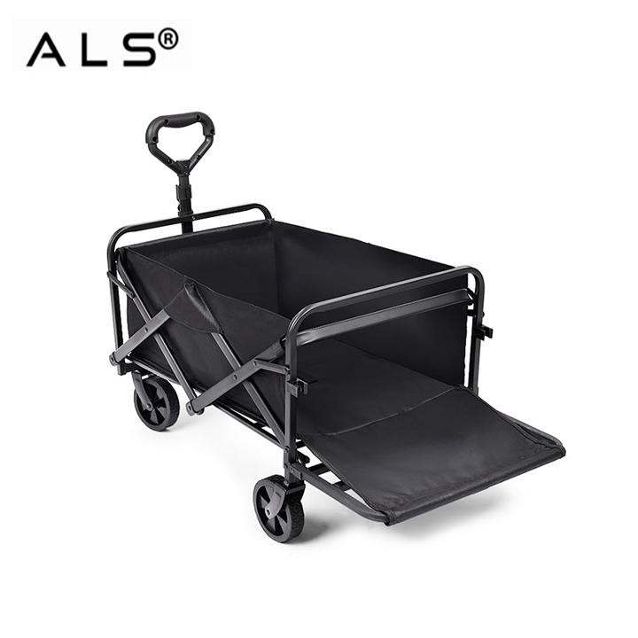 Adjustable-Handle Camping Trolley - Foldable Festival Wagon with All-Terrain Wheels