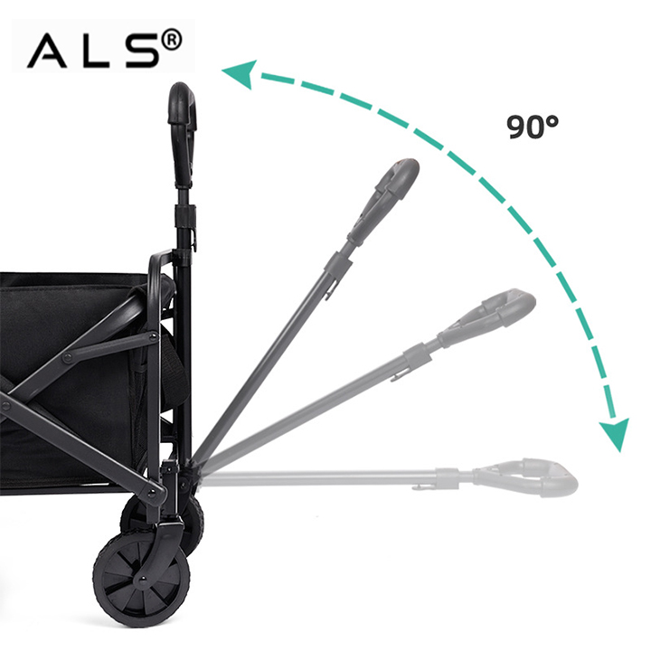 Adjustable-Handle Camping Trolley - Foldable Festival Wagon with All-Terrain Wheels