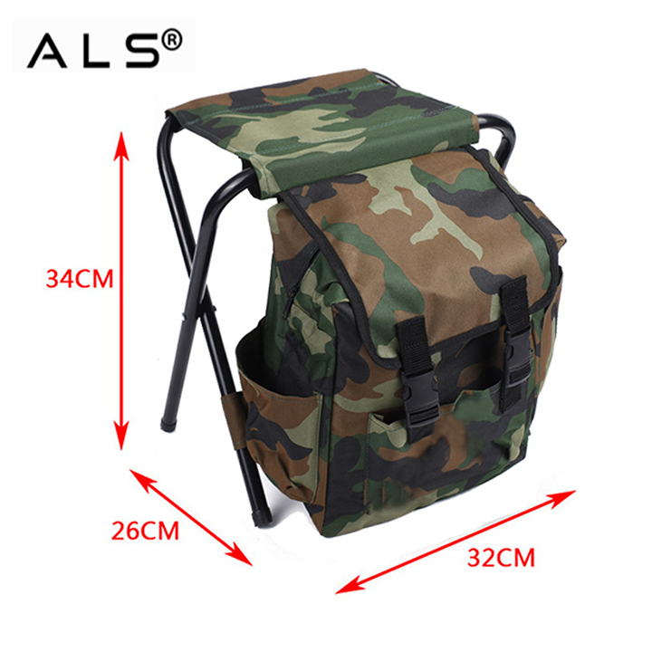 Foldable Fishing Chair with Integrated Backpack - Multi-Storage Seat for Fishing Trips