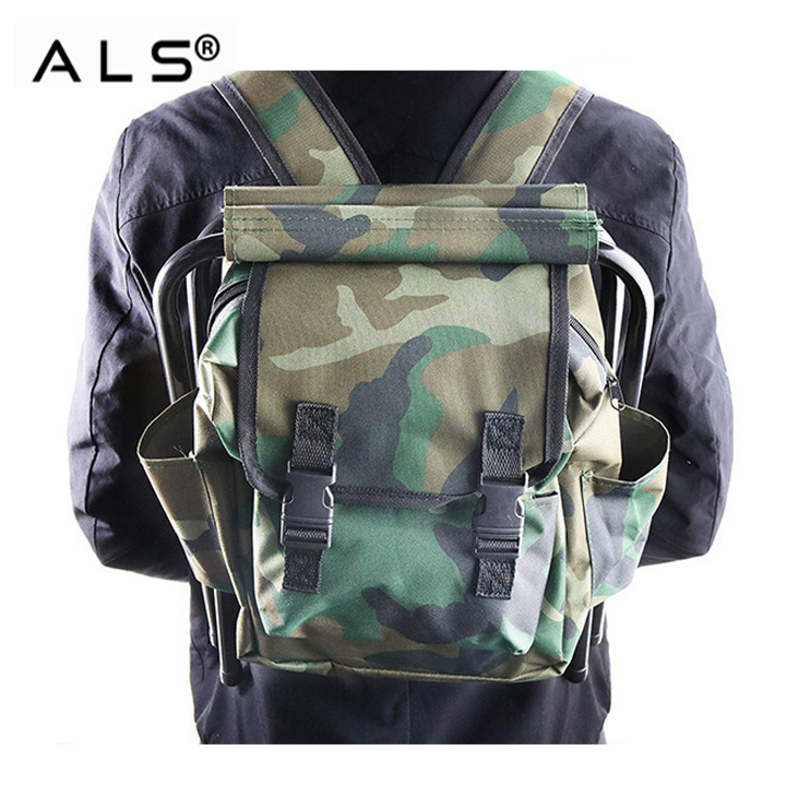 Foldable Fishing Chair with Integrated Backpack - Multi-Storage Seat for Fishing Trips