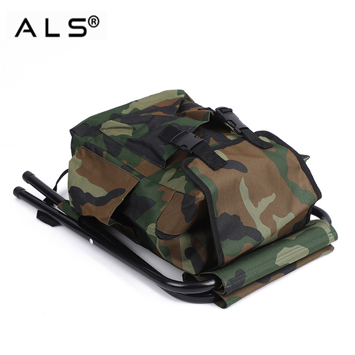 Foldable Fishing Chair with Integrated Backpack - Multi-Storage Seat for Fishing Trips