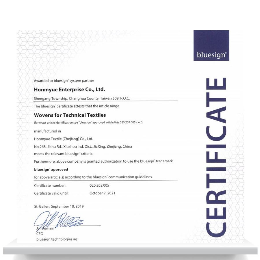 <h3>Certificado Bluesign