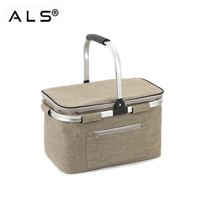 Şık Yalıtımlı Piknik Sepeti - Saklama Cepli Dayanıklı Soğutucu Çanta