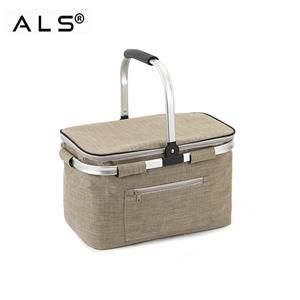 Şık Yalıtımlı Piknik Sepeti - Saklama Cepli Dayanıklı Soğutucu Çanta