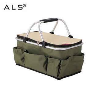 Çok Cepli Yalıtımlı Piknik Sepeti - Kamp ve Açık Hava Kullanımı İçin Güçlendirilmiş Saplı Katlanabilir Soğutucu Çanta