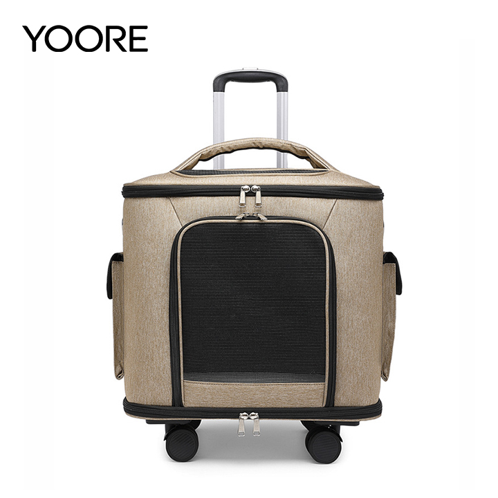 Soft Rolling Pet Transport Carrier with Detachable Wheels – Wheeled Pet Tote for Medium Cats & Puppies