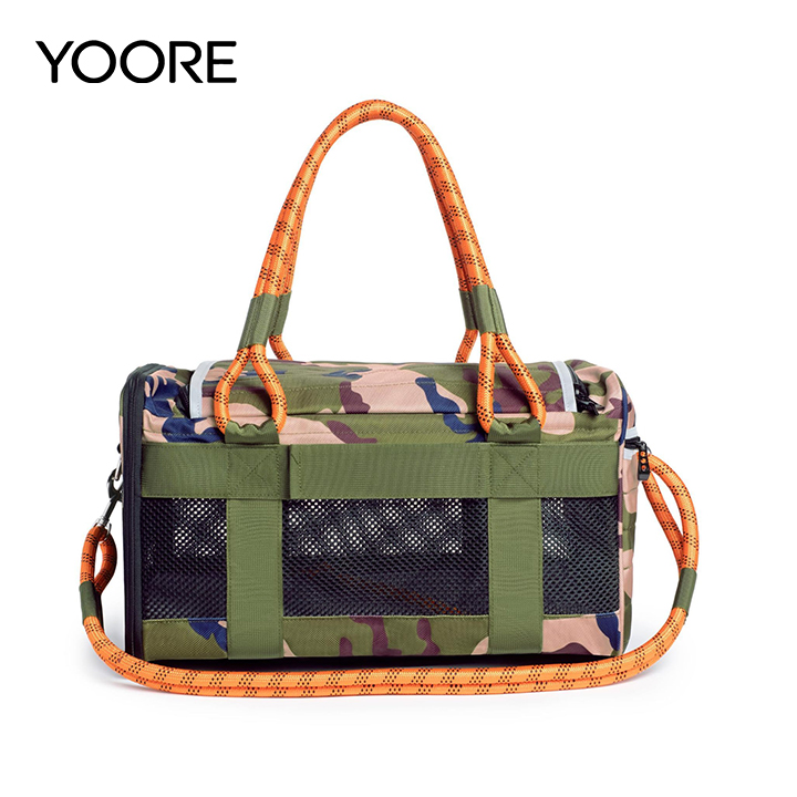 Bolsa de transporte para mascotas, transportín blando para gatos con múltiples entradas y asas de cuerda.
