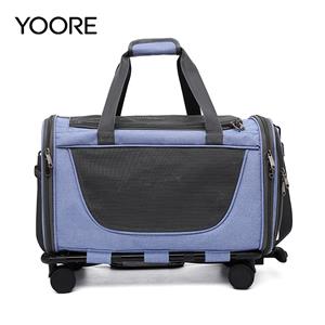 Detachable Wheeled Pet Travel Carrier, Collapsible Soft‑Sided Rolling Cat Dog Bag