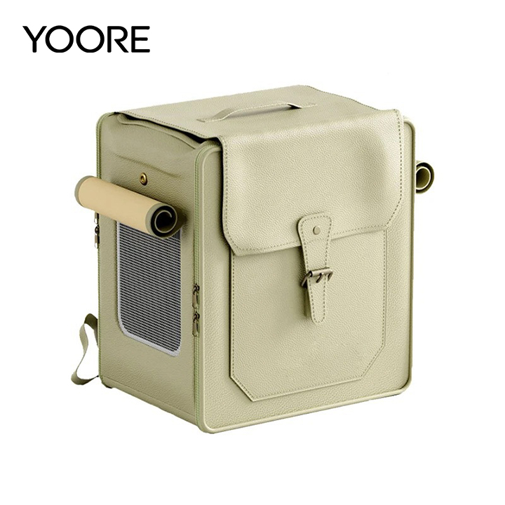 Sac à dos de transport en cuir pour chat, sac de voyage multi-usage pour animaux de compagnie avec base à roulettes détachable