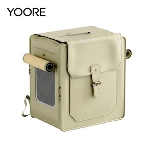 Sac à dos de transport en cuir pour chat, sac de voyage multi-usage pour animaux de compagnie avec base à roulettes détachable