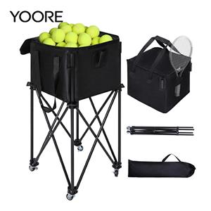 Multi-Sport Foldable Ball Cart on Wheels, Large Capacity Tennis Ball Hopper, Portable Ball Carrier for Tennis, Pickleball, Baseball
