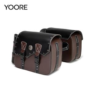Motorrad-Satteltaschen mit Flaschenfach, Werkzeugtasche aus PU-Leder im Vintage-Stil