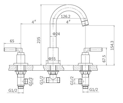 Double handle basin mixer 97003F-2