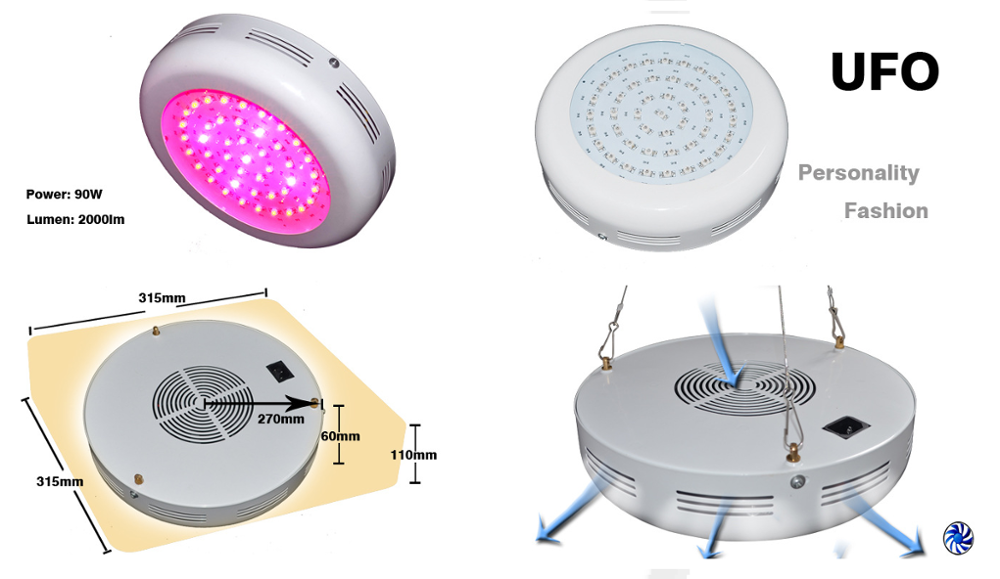 Red blue 8 to 1 90W ufo led grow light