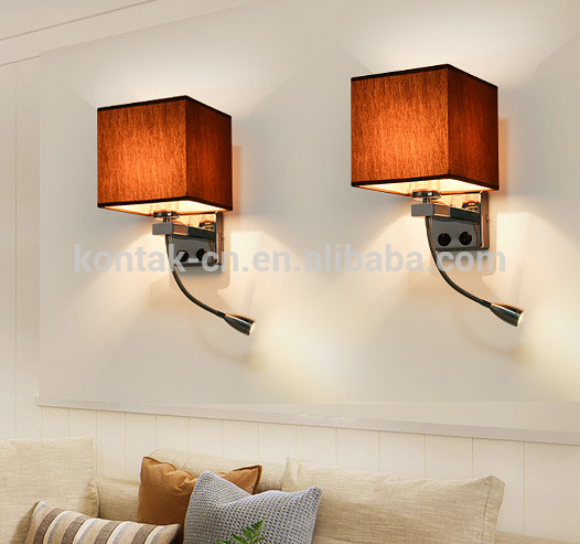 Fabric decorative bedroom wall lamp