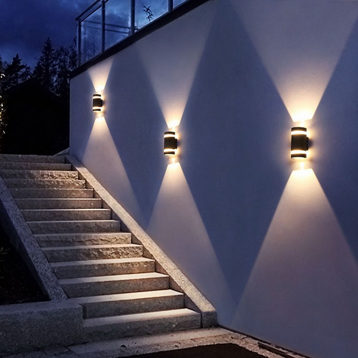 Semicircular 6W outdoor wall light led up down