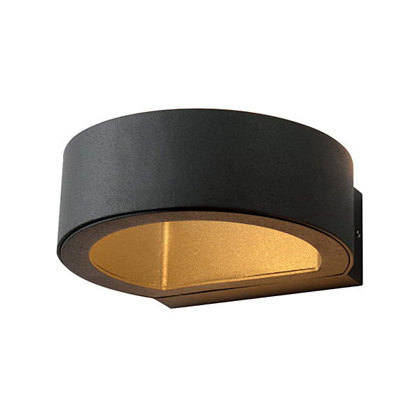 Ip65 6w black led round wall light
