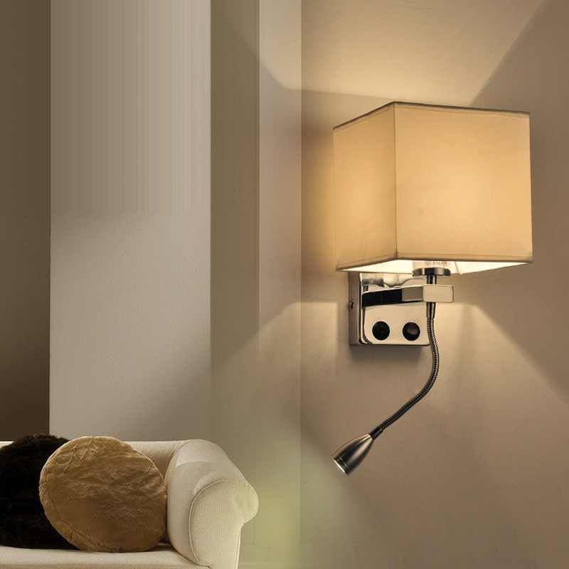 Fabric decorative bedroom wall lamp