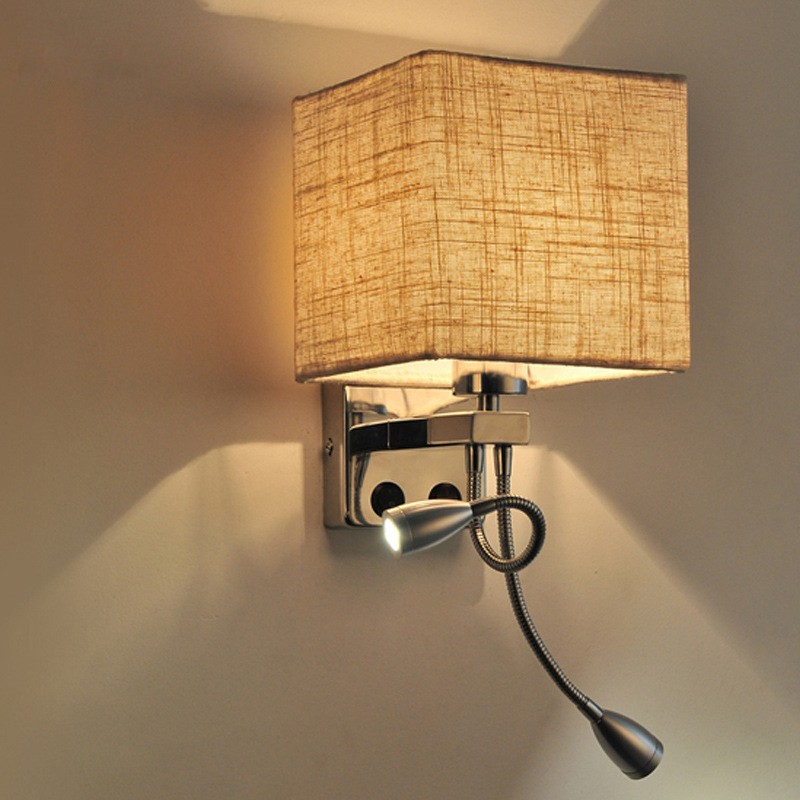 Fabric decorative bedroom wall lamp