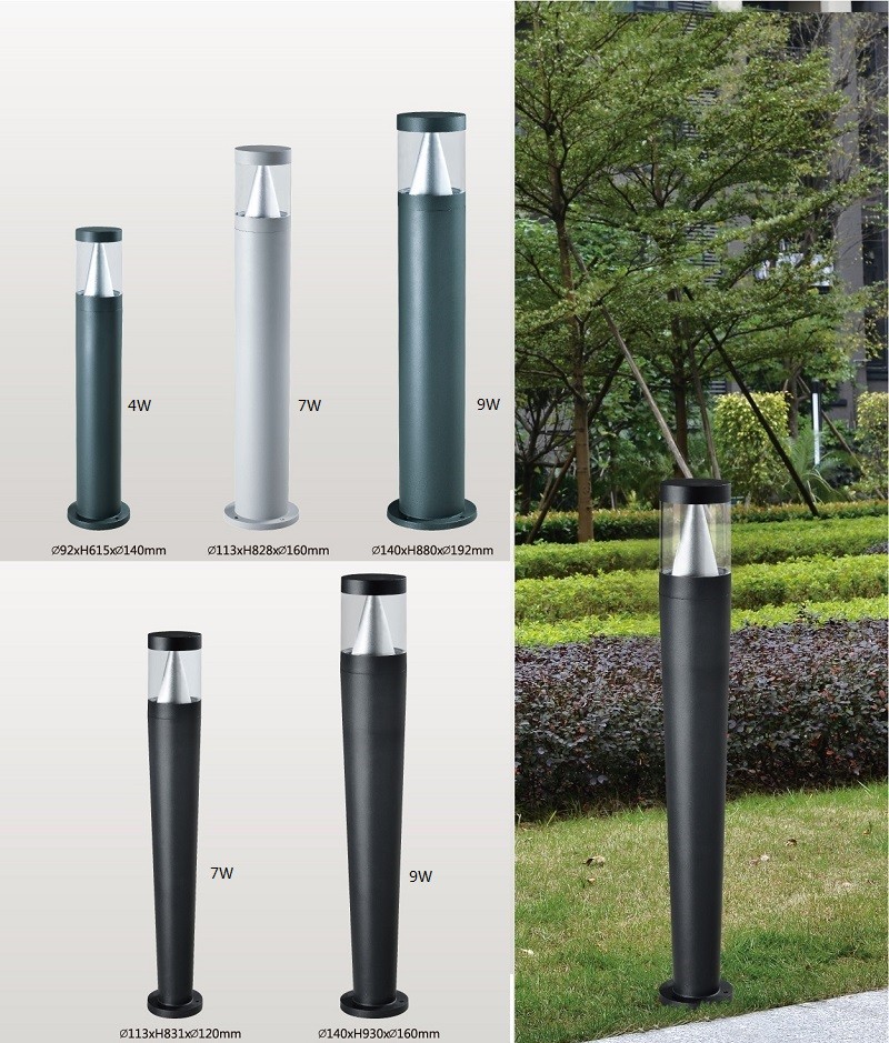 IP65 4W 7W 9W bollard light led