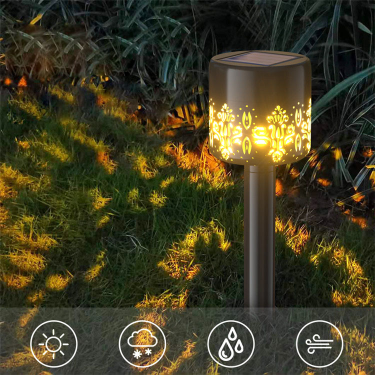 Light sensor hollow projection solar spike led lawn lamp