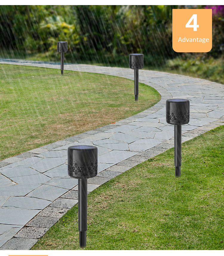 Light sensor hollow projection solar spike led lawn lamp