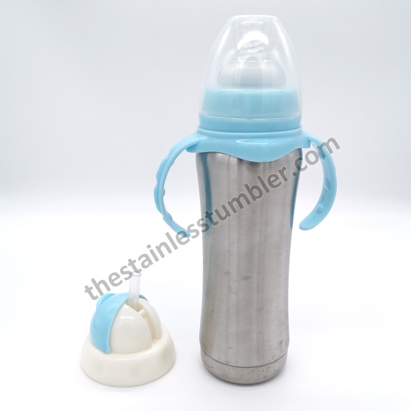 Rosa eller blå rustfritt stål 8oz babyfôringsvannflaske