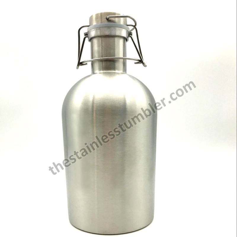 64oz Stainless Steel Double Wall Vacuum Insulated Beer Wine Growler With Lid
