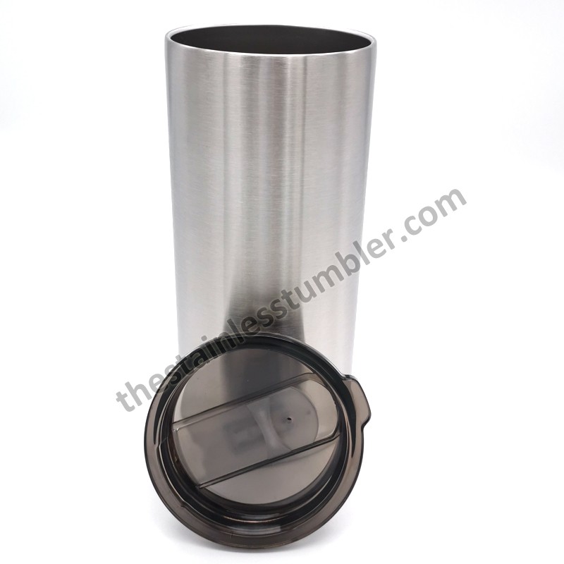 22oz Stainless Steel Double Wall Insualted Straight Fatty Tumbler With Tinted Sliding Lid