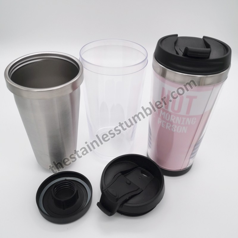 15oz Stainless Steel Double Wall Sotryboard Tumbler With Screw Lid