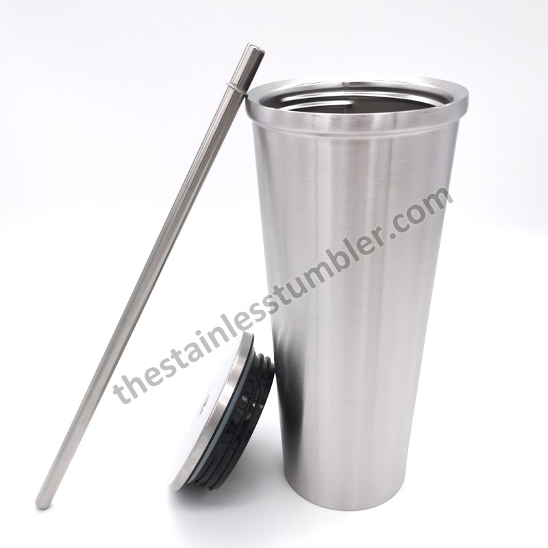 17oz Stainless Steel Cup With Stainless Steel Straw