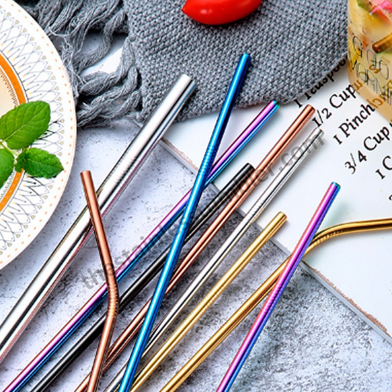 Bend Or Straight Coloreful Or Silver Stainless Steel Straws Straw Set