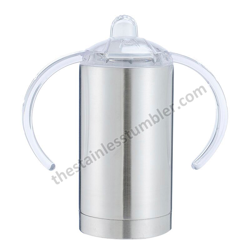 stainless steel double wall 12oz straight sippy with 2 lids Vacuum insulation insulation