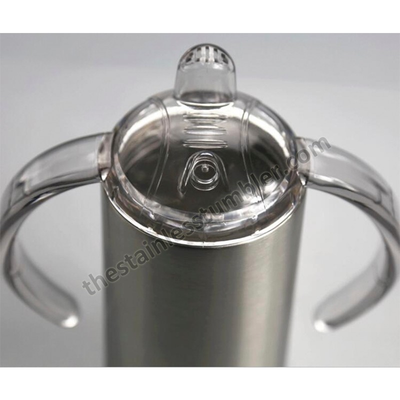 New 12oz Double Walled Stainless Steel Straight Sippy Cup with two lids Baby Bottle Tumbler Training Sippy Cup