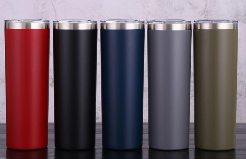 20oz straight skinny powder coating tumbler double-walled vacuum insulated stainless steel tumbler