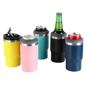 14oz curve can koozie with 2pcs lids keep warm bottle 304 stainless steel tumbler